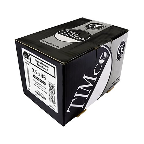 TIMCo DRYWALL SCREW 38mm bugle head zinc box of 1000 (QC1211)