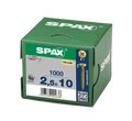 SPAX 2.5 x 10mm pozi countersunk Yellox woodscrew box of 1000