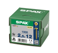 SPAX 2.5 x 12mm pozi countersunk Yellox woodscrew box of 1000