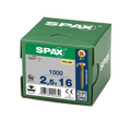 SPAX 2.5 x 16mm pozi countersunk Yellox woodscrew box of 1000