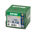 SPAX 3 x 12mm pozi countersunk Yellox woodscrew box of 1000