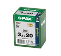 SPAX 3.5 x 20mm pozi countersunk Yellox woodscrew box of 200