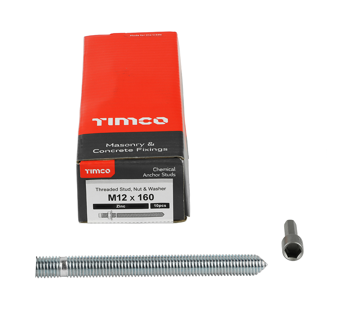 TIMCo M12 x 160 chemical anchor stud set pack of 10