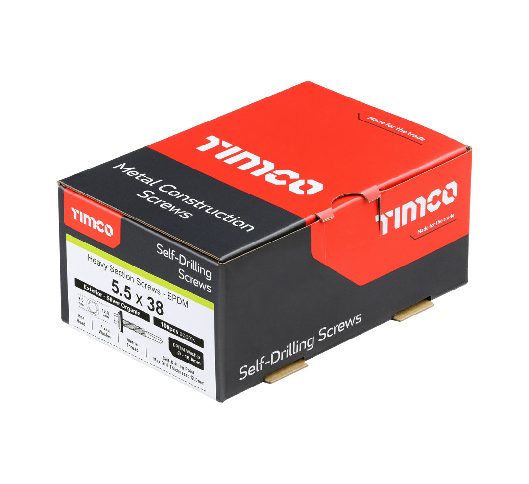 TIMCo H38W16 steel-to-steel hex drive construction screw box of 100 (QC1187)