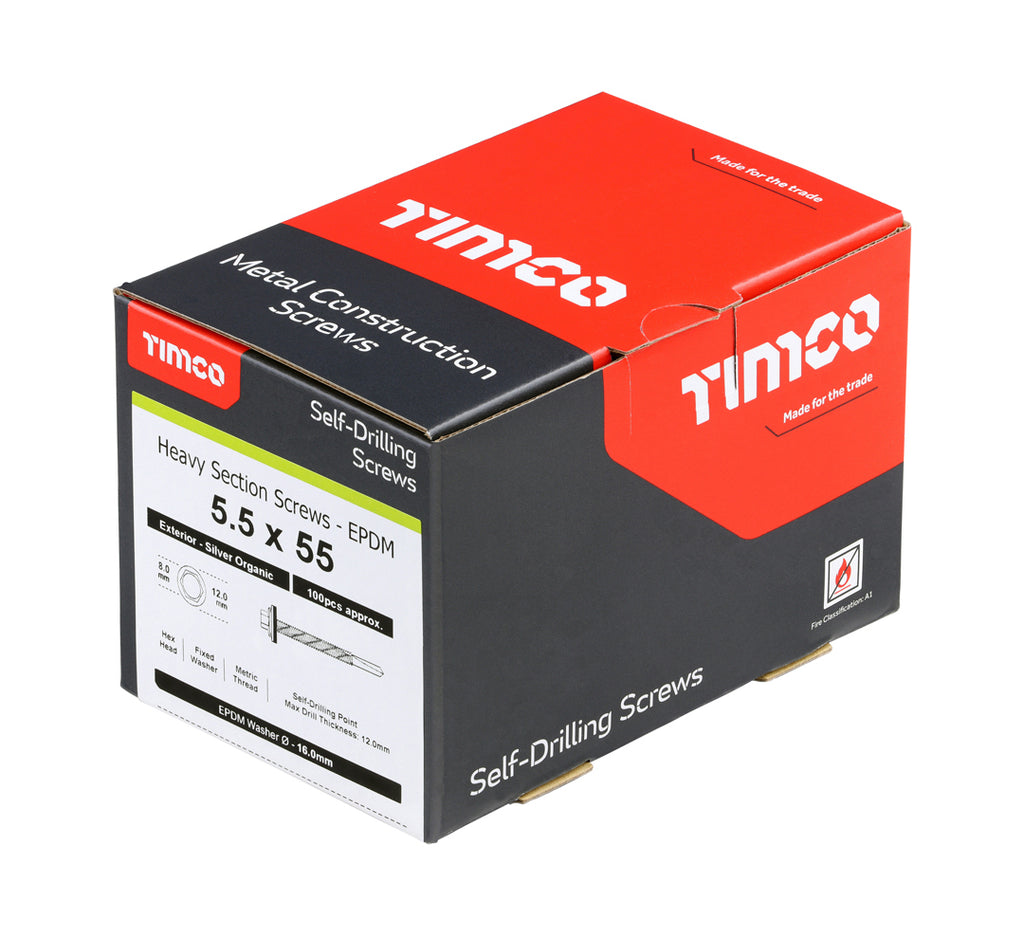TIMCo H55W16 steel-to-steel hex drive construction screw box of 100 (QC1188)