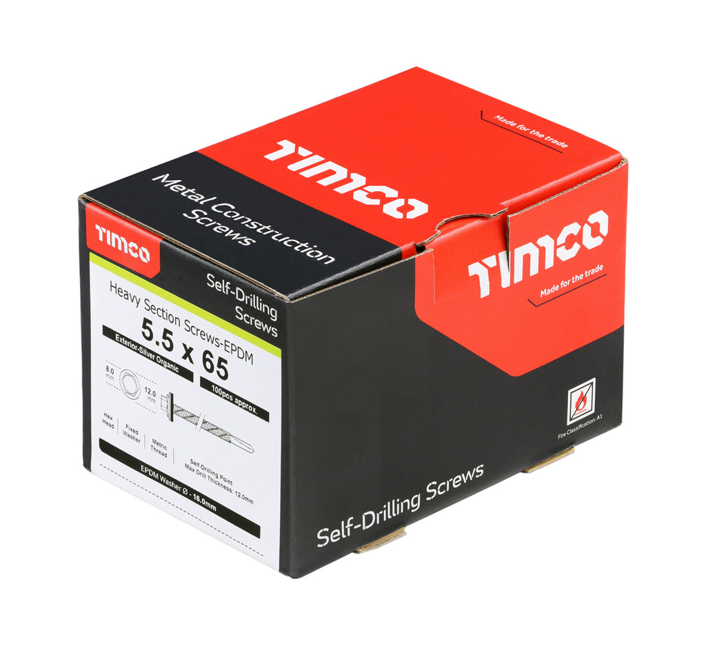 TIMCo H65W16 steel-to-steel hex drive construction screw box of 100 (QC1189)