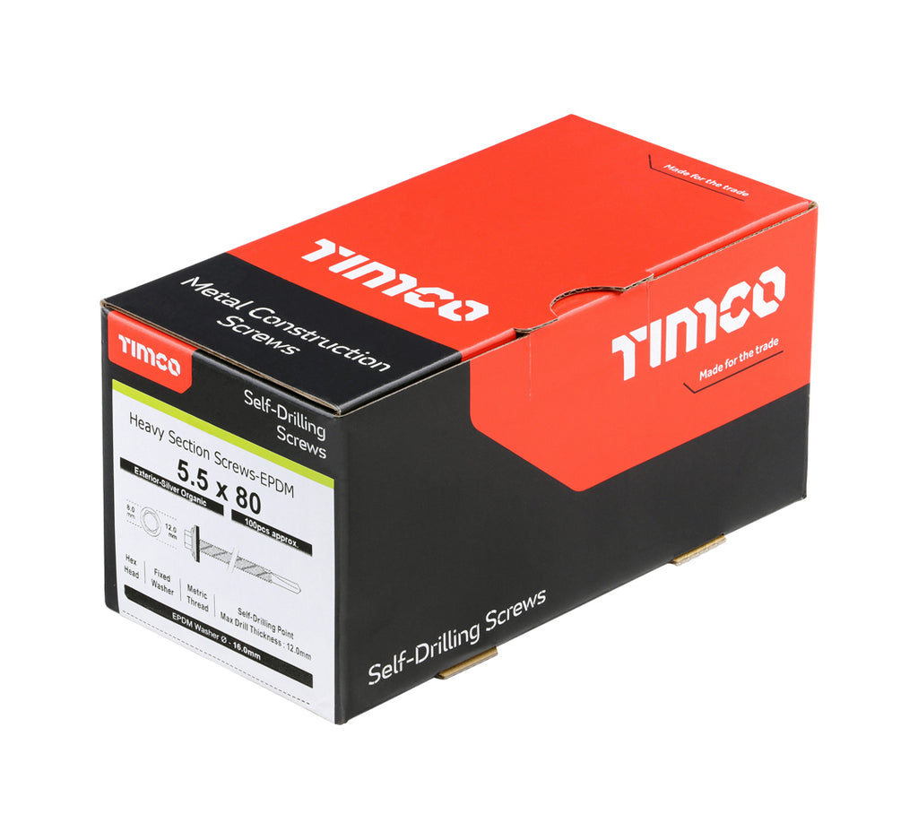TIMCo H80W16 steel-to-steel hex drive construction screw box of 100 (QC1190)