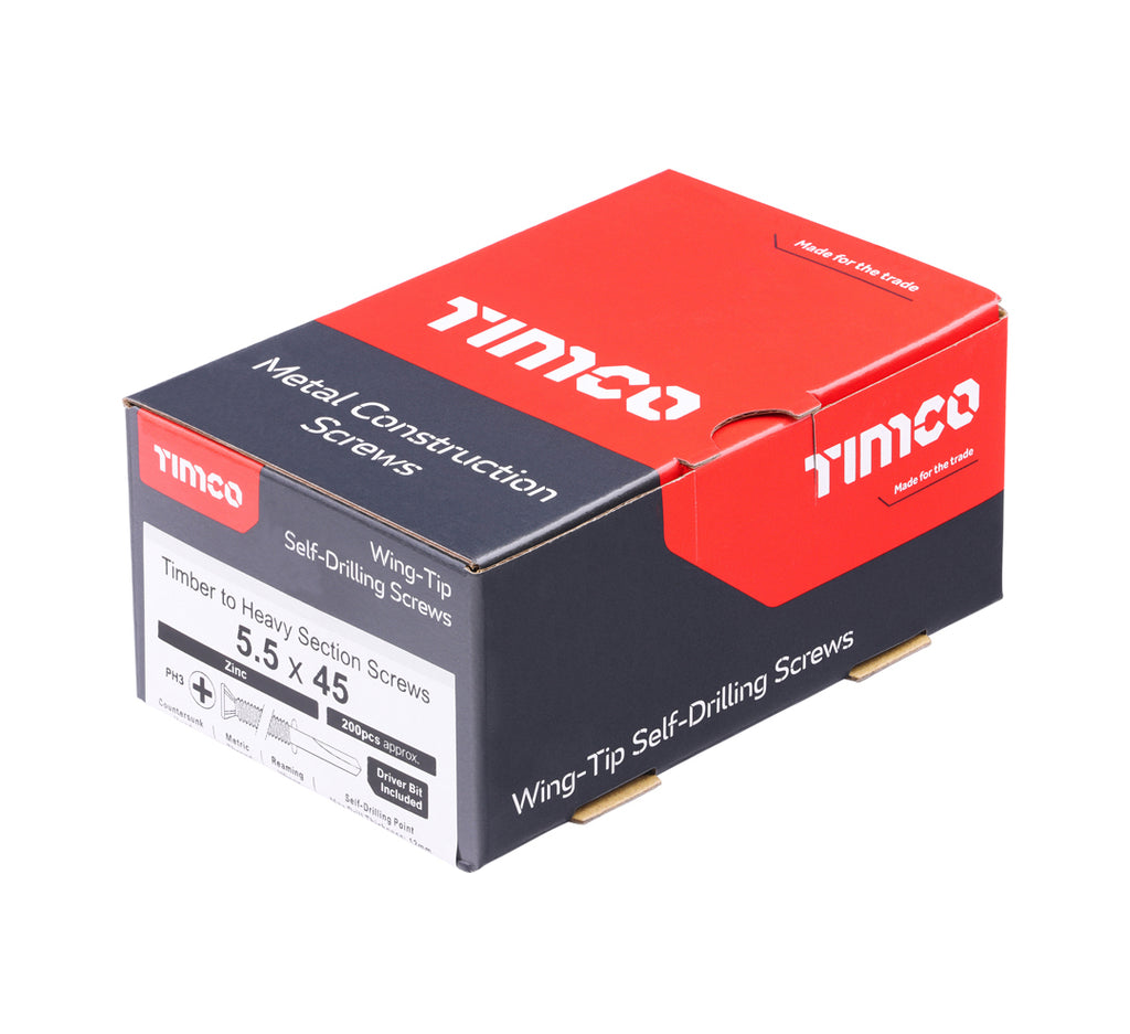 TIMCo HW45B timber-to-steel construction screw box of 200 (QC1177)