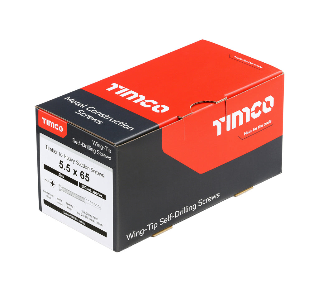 TIMCo HW65B timber-to-steel construction screw box of 200 (QC1178)