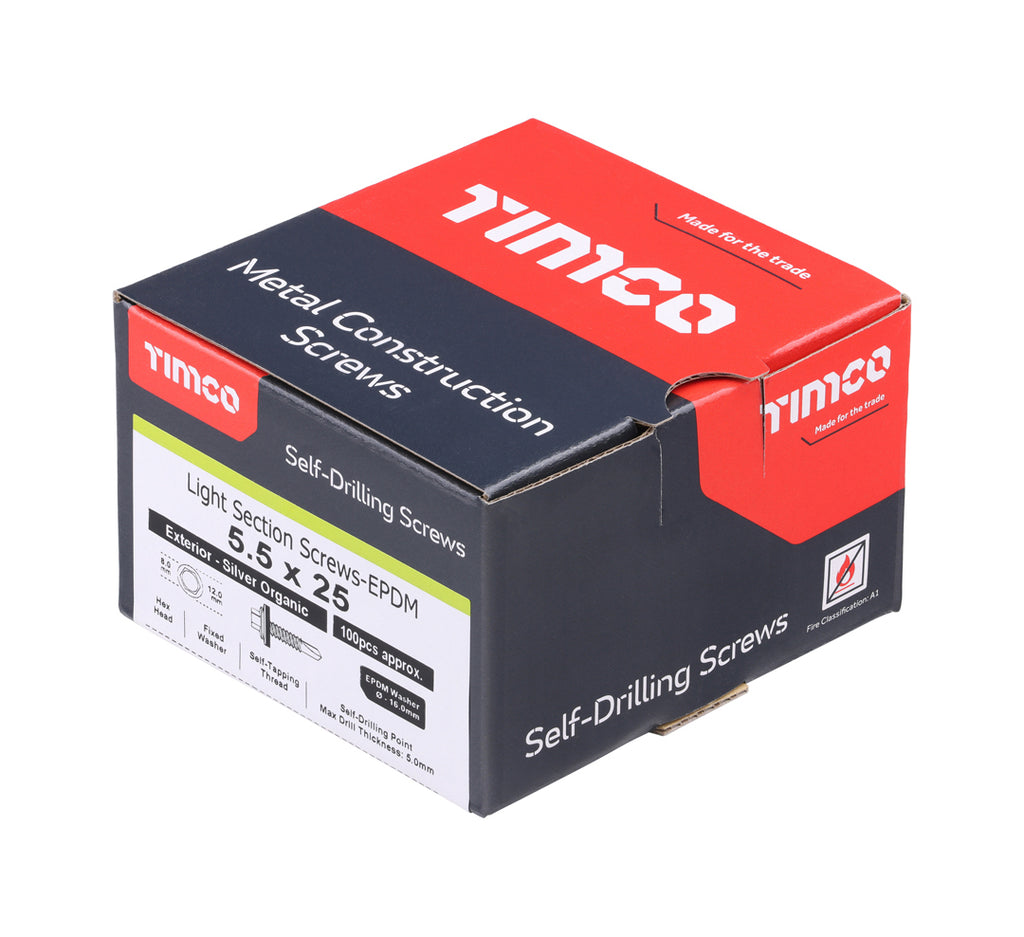 TIMCo L25W16 steel-to-steel hex drive construction screw box of 100 (QC1181)