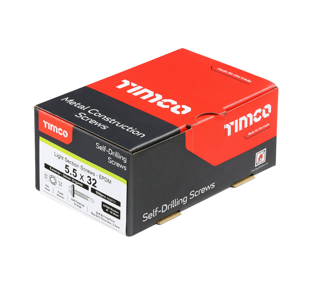 TIMCo L32W16 steel-to-steel hex drive construction screw box of 100 (QC1182)