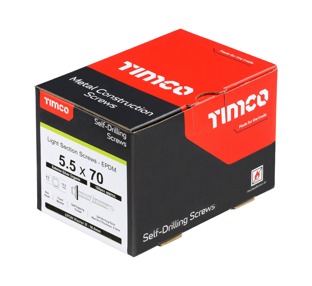 TIMCo L70W16 steel-to-steel hex drive construction screw box of 100 (QC1185)