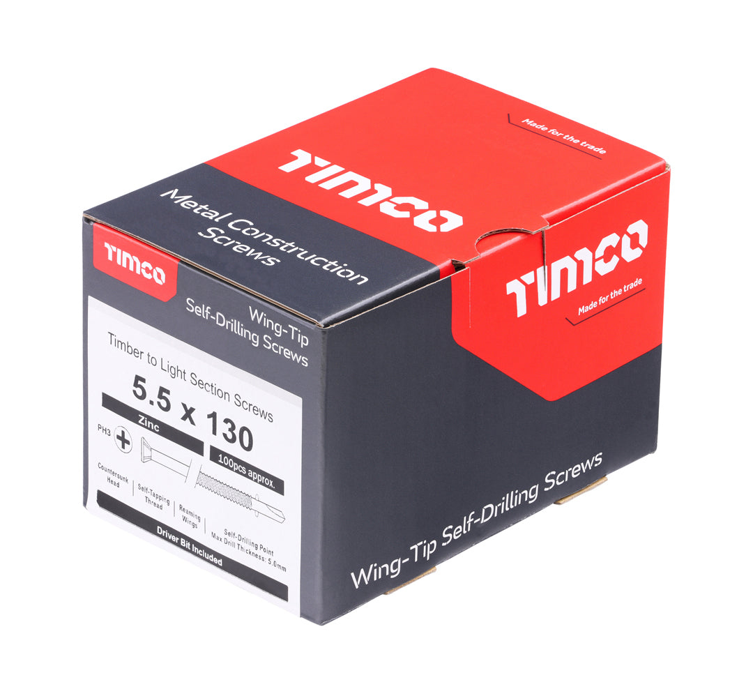 TIMCo LW130B timber-to-steel construction screw box of 100 (QC1176)
