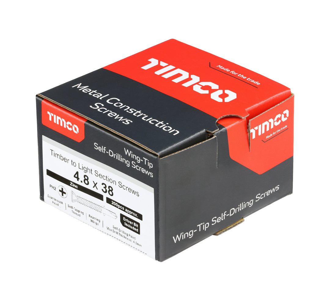 TIMCo LW38B timber-to-steel construction screw box of 200 (QC1171)