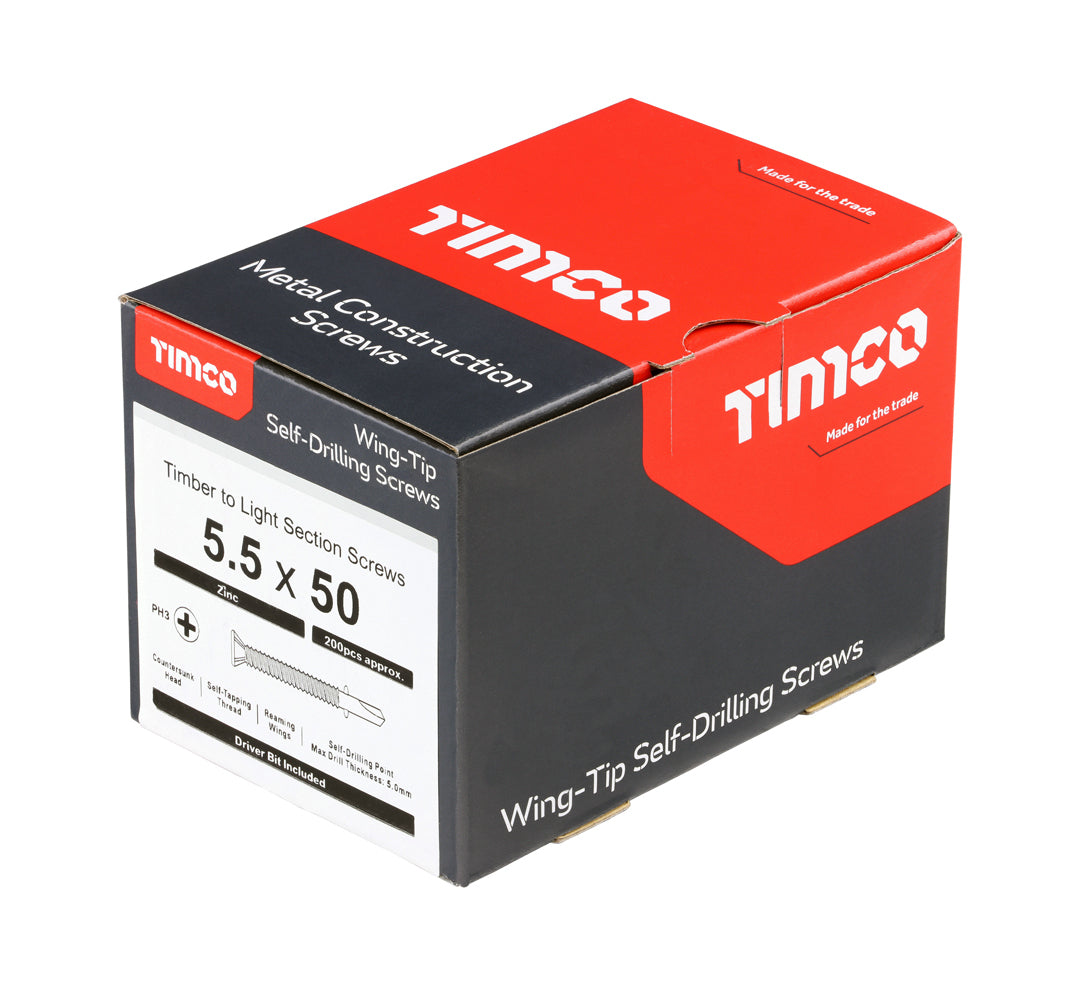 TIMCo LW50B timber-to-steel construction screw box of 200 (QC1172)