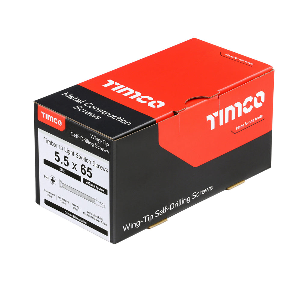 TIMCo LW65B timber-to-steel construction screw box of 200 (QC1173)