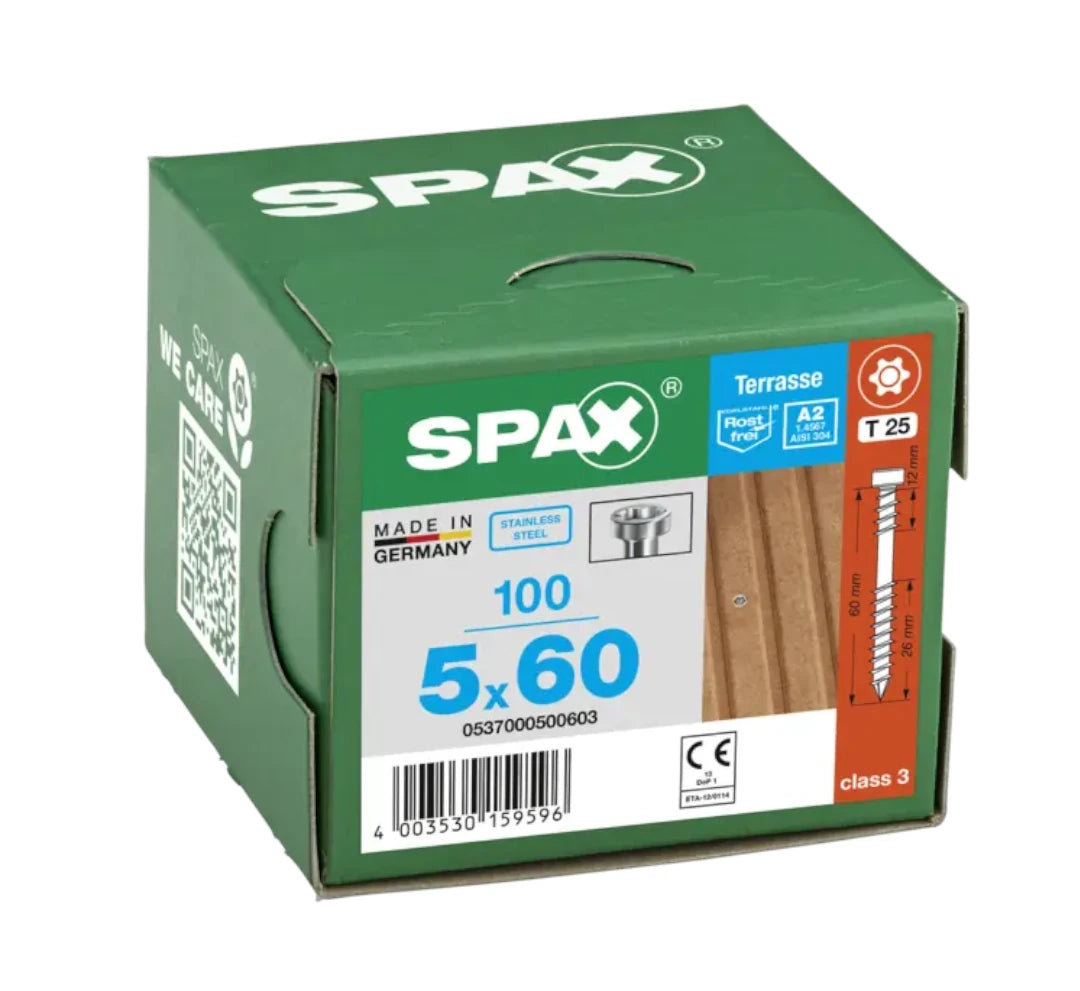 SPAX-D 5 x 60mm stainless decking screw box of 100