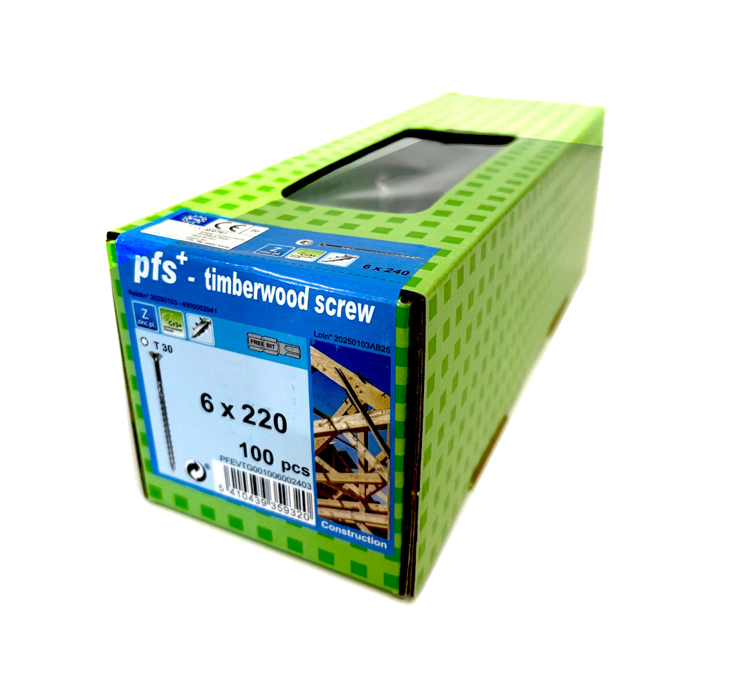 BWRS 6 x 220mm TX30 Countersunk woodscrew box of 100 (QC1551)