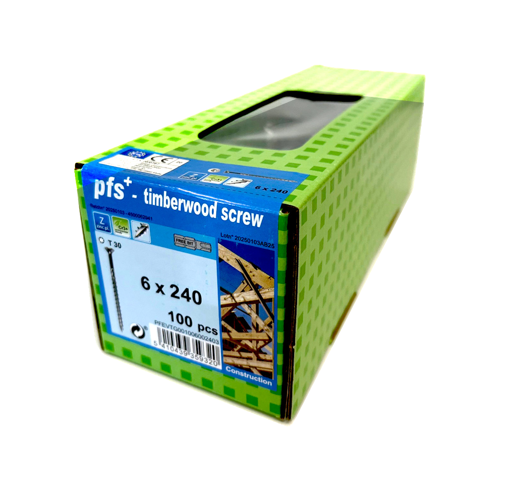 BWRS 6 x 240mm TX30 Countersunk woodscrew box of 100 (QC1552)