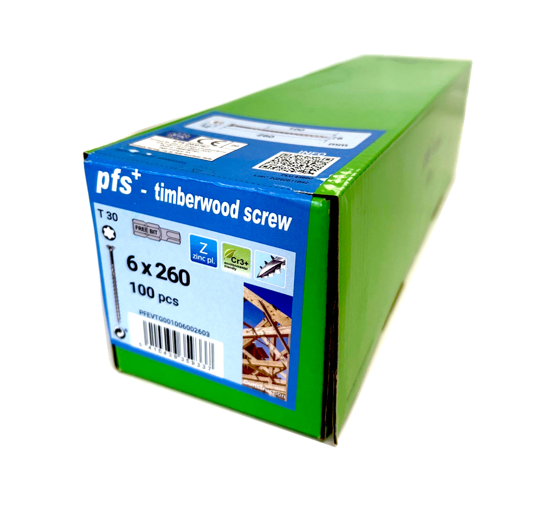 BWRS 6 x 260mm TX30 Countersunk woodscrew box of 100 (QC1553)