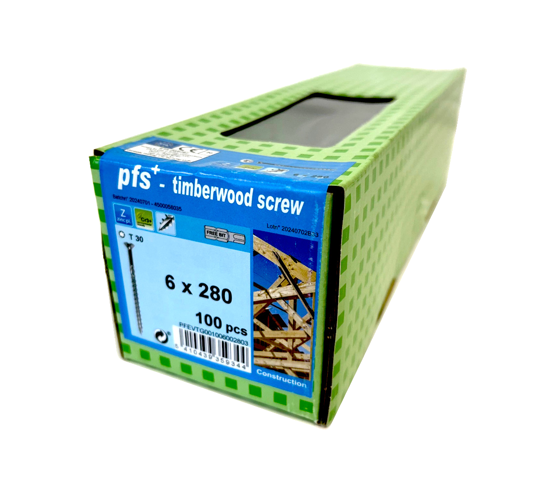 BWRS 6 x 280mm TX30 Countersunk woodscrew box of 100 (QC1554)