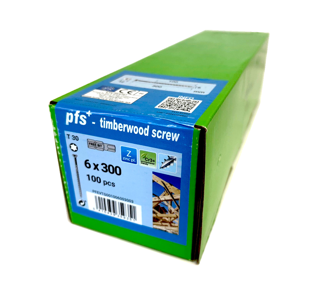 BWRS 6 x 300mm TX30 Countersunk woodscrew box of 100 (QC1555)