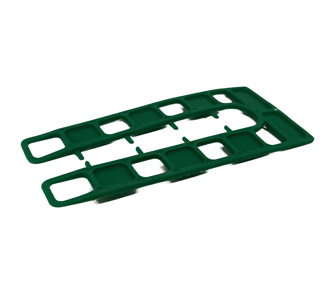2mm 100 x 50mm green plastic shim bag of 100 (QC1522)